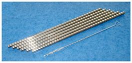 6 Edelstahl‑Cocktail‑Trink-Halme, 215 mm + Bürstli (Set)
